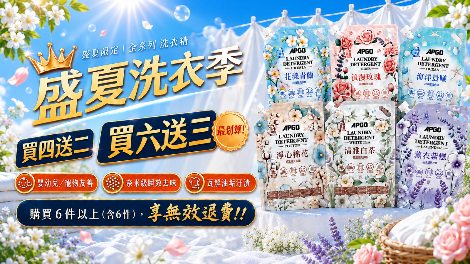 盛夏洗衣季💘四送二、買六送三